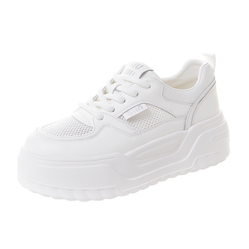Women's Super Lightweight Thick-soled White Mesh Summer Sneakers