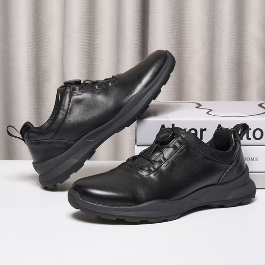 Men's Rotating Buckle Genuine Full Cowhide Soft Leather Shoes