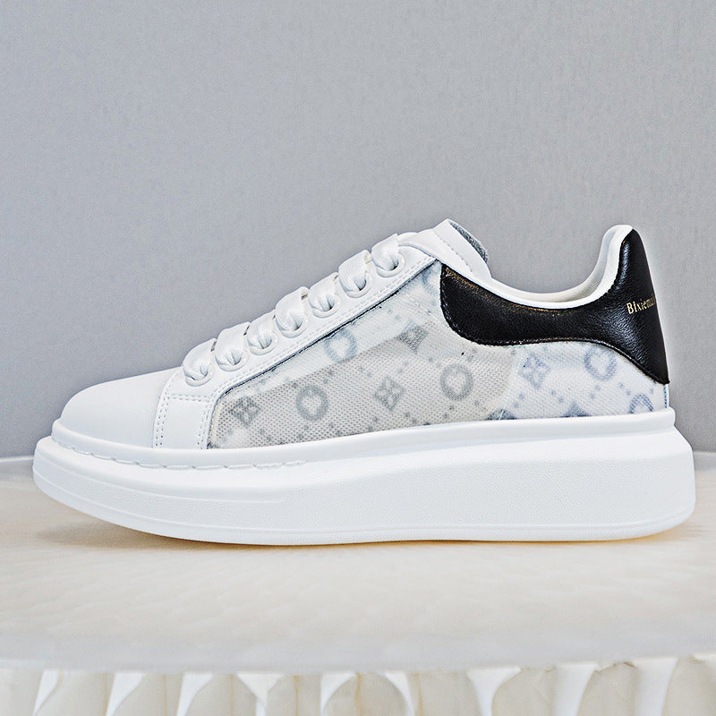 Women's White Summer Mesh Breathable Fashionable Korean Casual Shoes