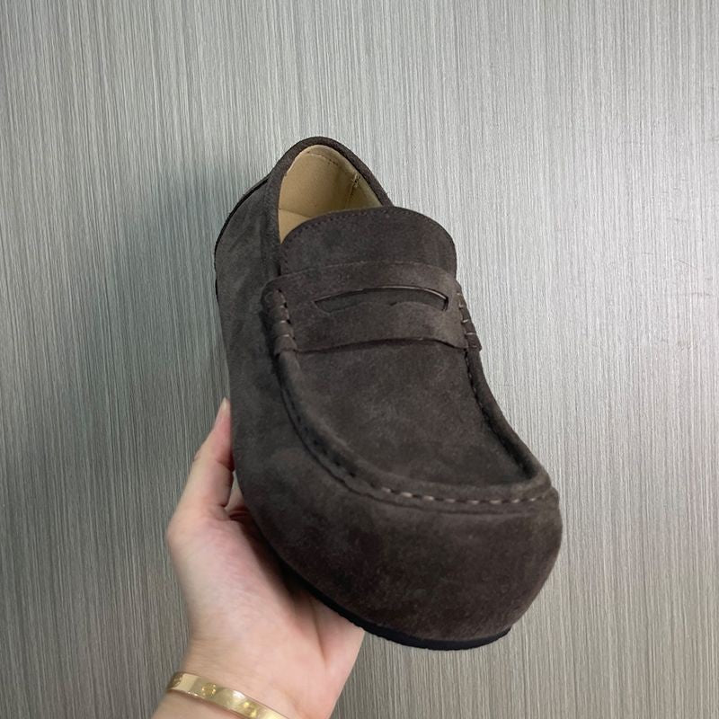 Men's Big Head All-inclusive Outer Wear Old Money Men's Casual Leather Shoes