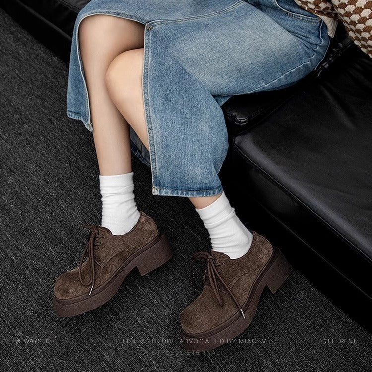 Women's Nara High School Winter Retro Thick-soled Loafers