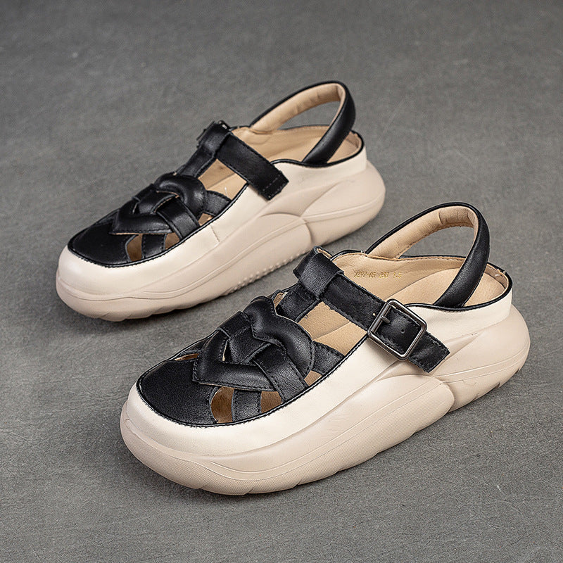 Women's Breathable Buckle Thick Bottom Top Layer Women's Shoes
