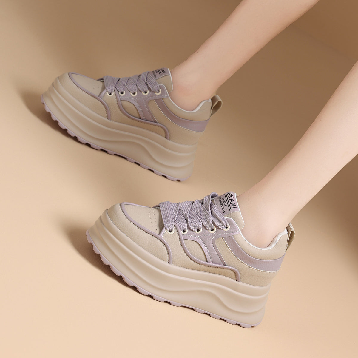 Women's Height Increasing Insole Platform White Lace Up Classic Versatile Small Women's Casual Shoes