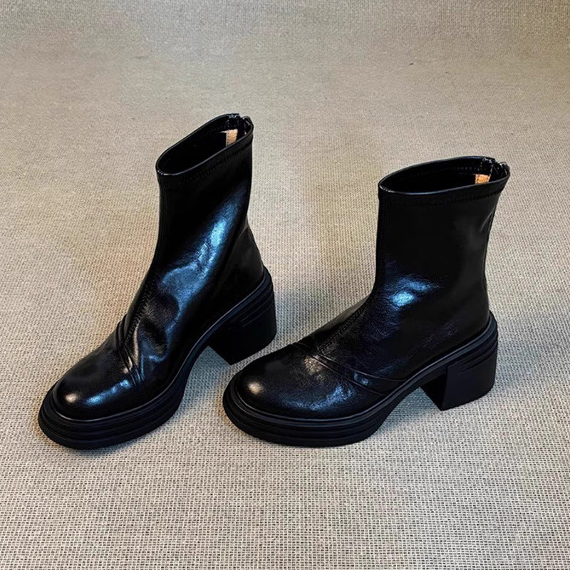 Women's With British Style Martin Round Head Boots