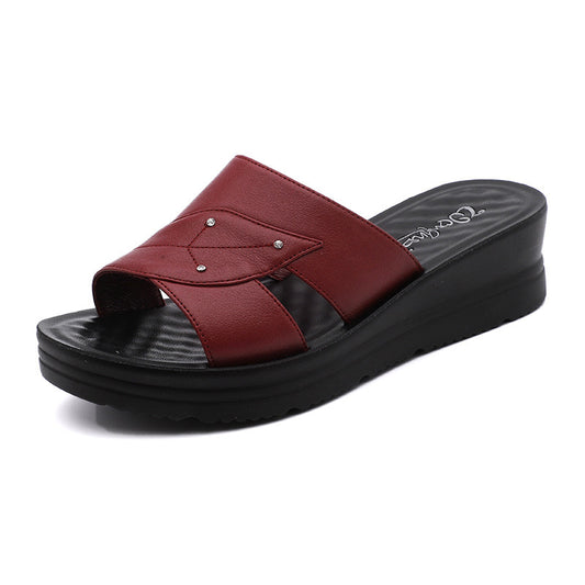 Women's Wedge Platform Authentic Mom Soft Bottom Slippers