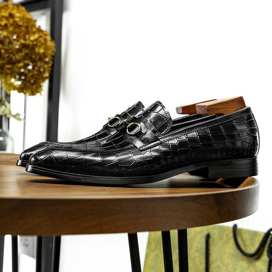 Men's Business Formal Wear Korean Pointed Cowhide Leather Shoes
