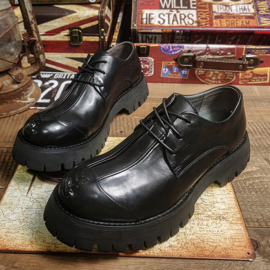 Men's Handmade Top Layer Cowhide Thick Bottom Casual Shoes