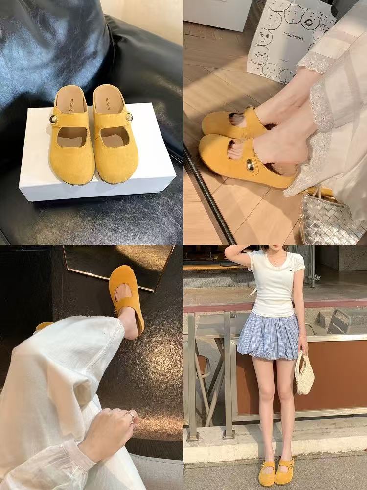 Women's & Men's The Bottom Golden Bean Closed Toe Half Outer Men's Shoes