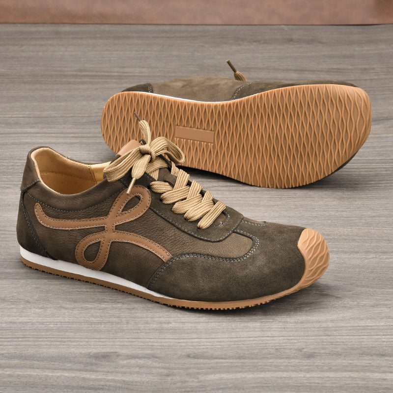 Men's Tilt Color Contrast Patchwork German Training Fashion Men's Casual Leather Shoes