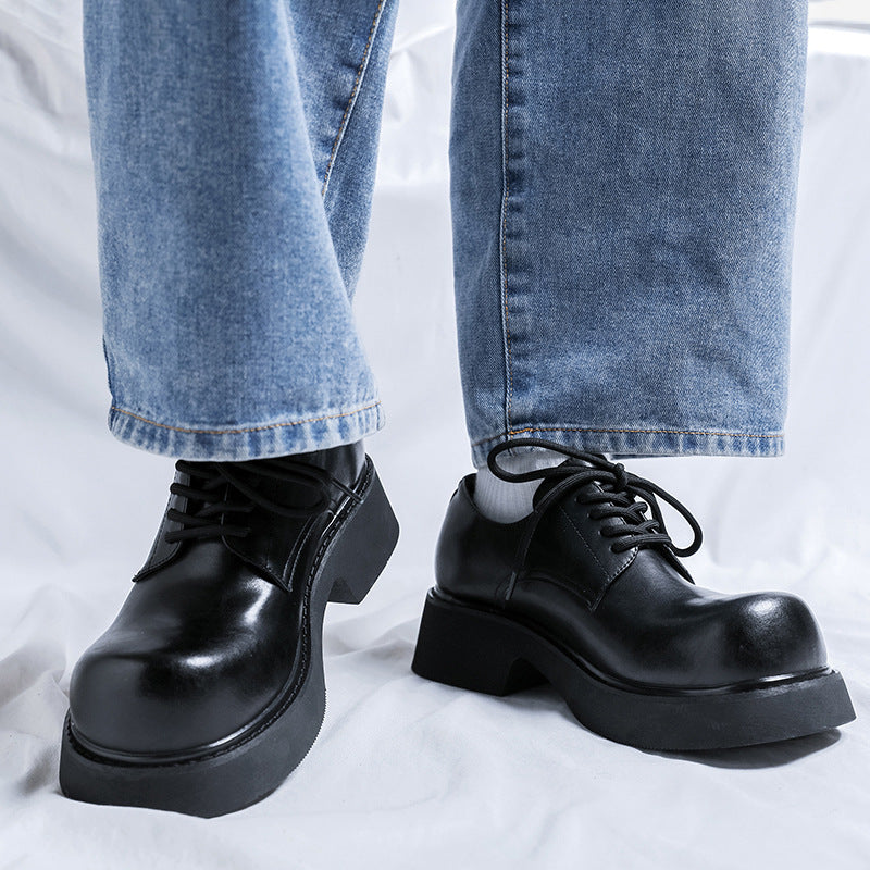 Women's & Men's Commuter Big Head British Style Inner Men's Casual Leather Shoes