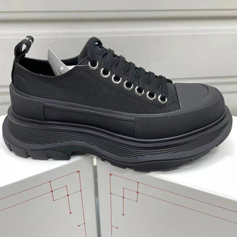Women's Mcqueen Platform Autumn White Heightened Daddy Canvas Shoes