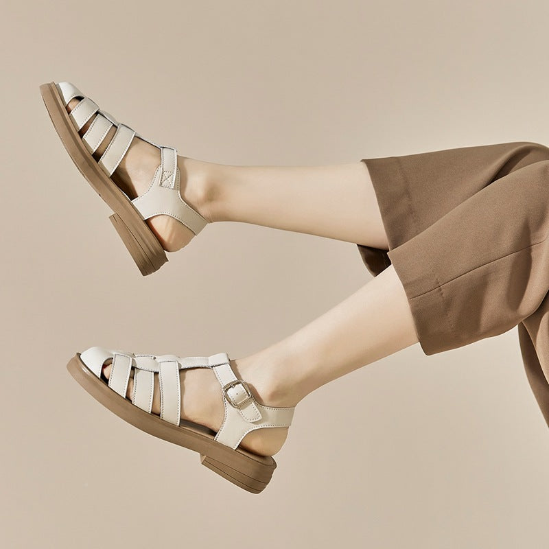 Women's Summer Fashion Woven Roman Flat Toe Sandals