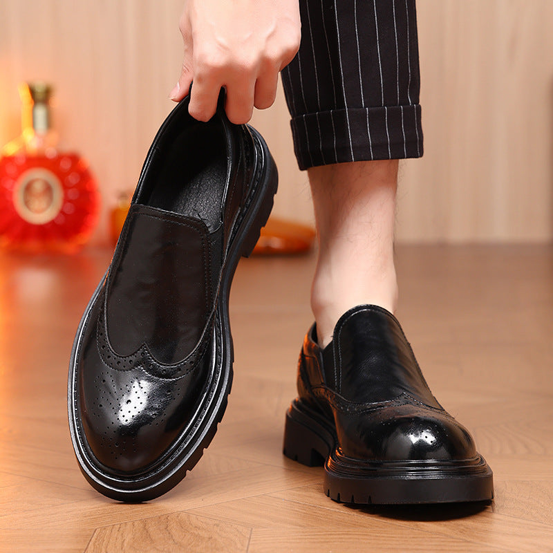 Men's Increased Korean Style British Comfortable Trendy Men's Casual Leather Shoes