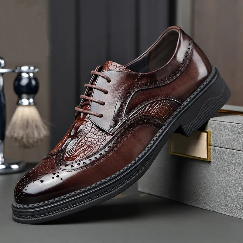 Men's Style Carving Brock Business Formal Wear Leather Shoes