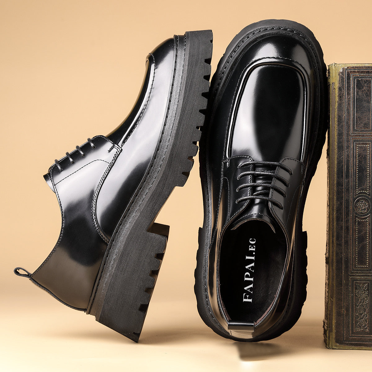 Men's High-grade Trendy Platform Business First Layer Leather Shoes