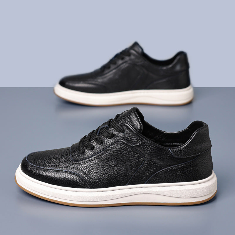 Men's First Layer Cowhide Genuine Breathable Section White Men's Casual Shoes