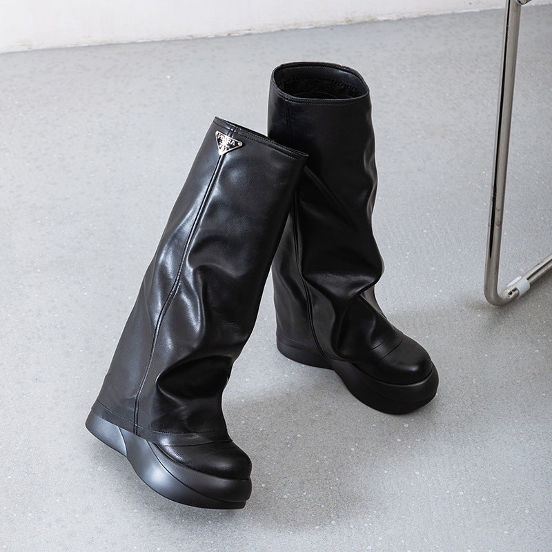 The Knee Thick Bottom Fried Street Niche Design Boots