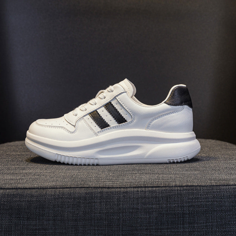 Women's Spring First Layer Cowhide Fashionable White Sneakers