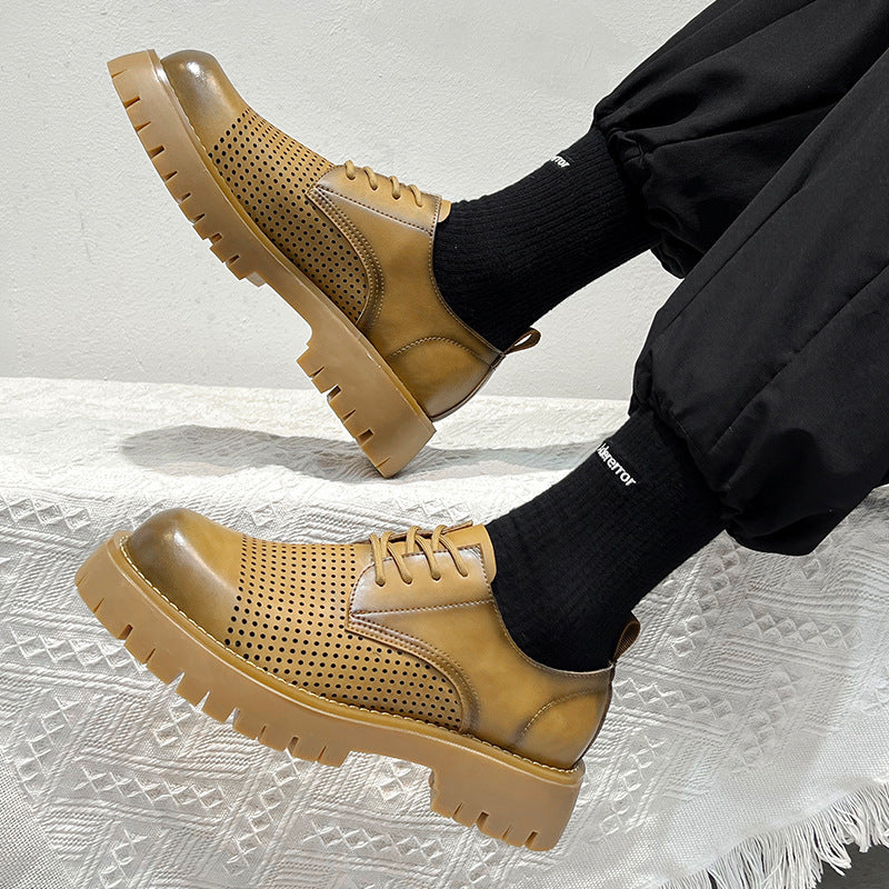 Big Head Round Hollow Out Tied Casual Shoes