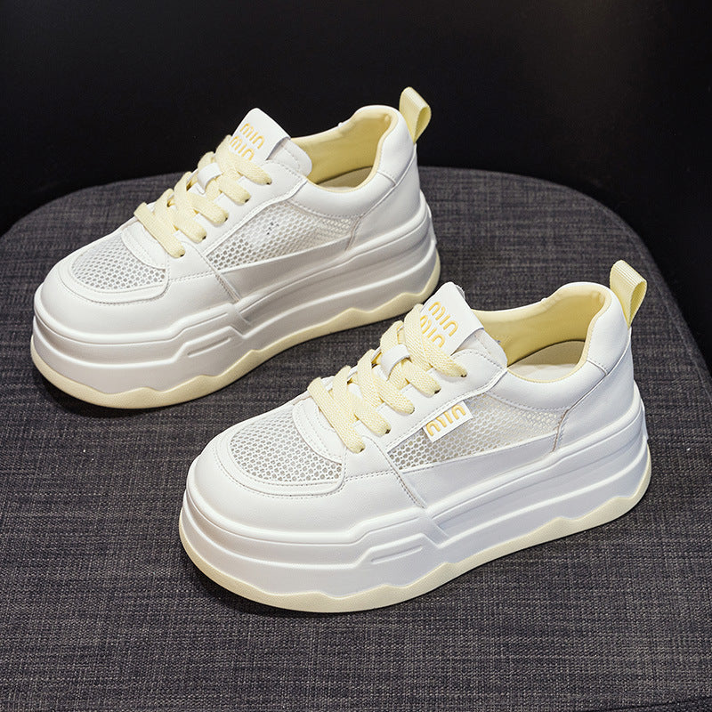 Women's Platform White Mesh Breathable Fashion Lightweight Casual Shoes