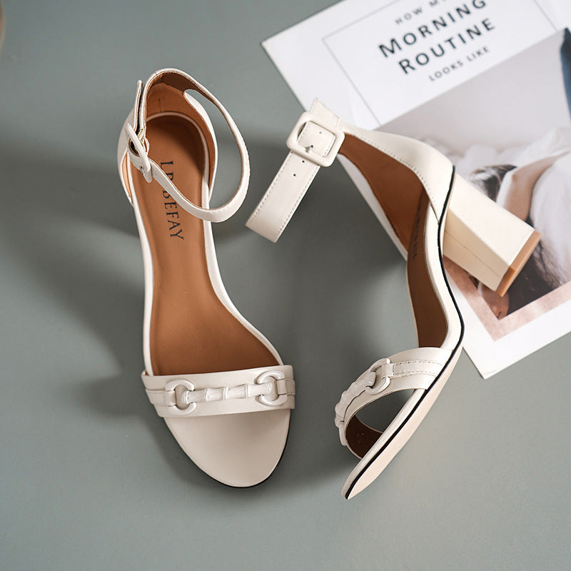 Women's Summer Fashion Open Toe Real High-heeled Heels