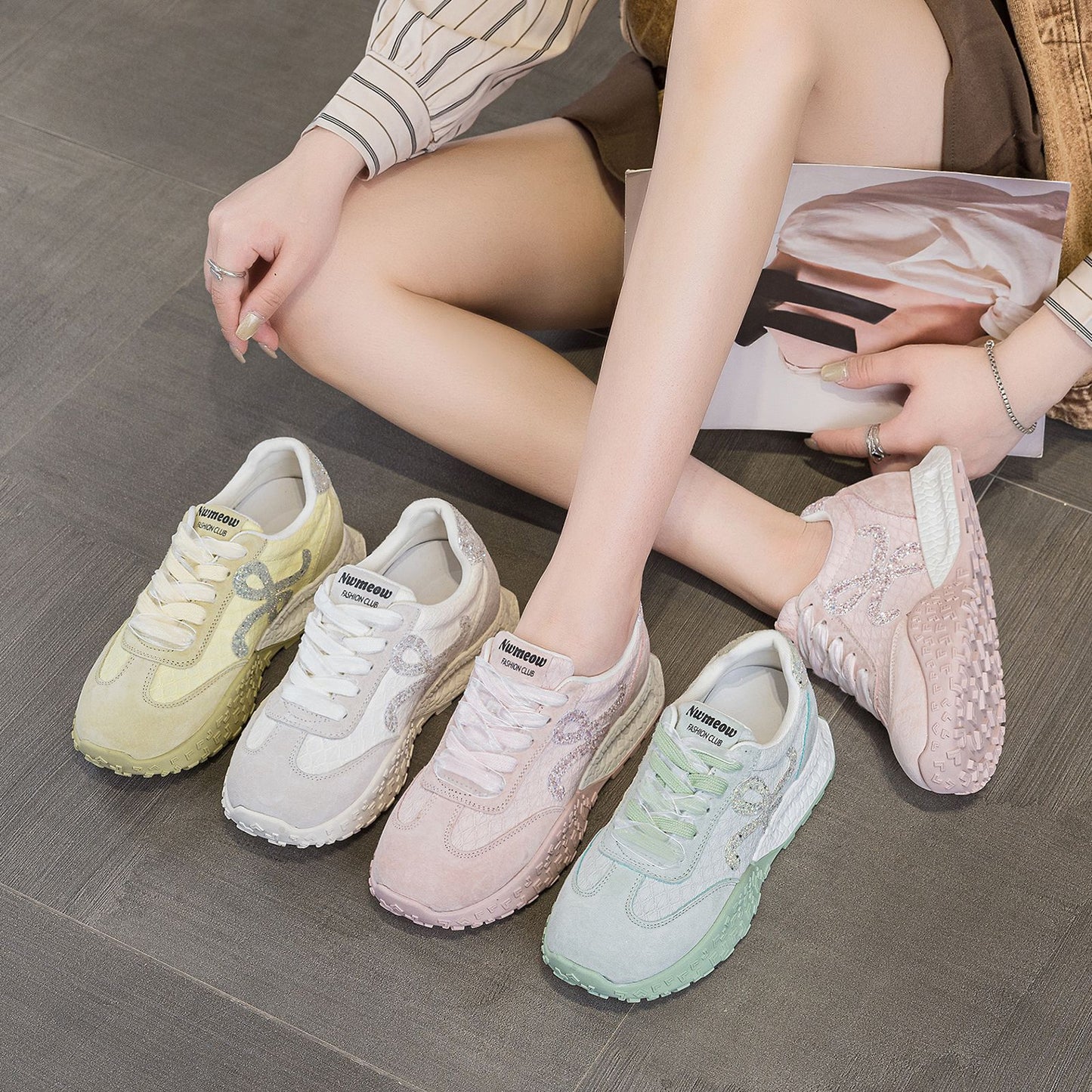 Women's Platform Dad Height Increasing White Casual Shoes