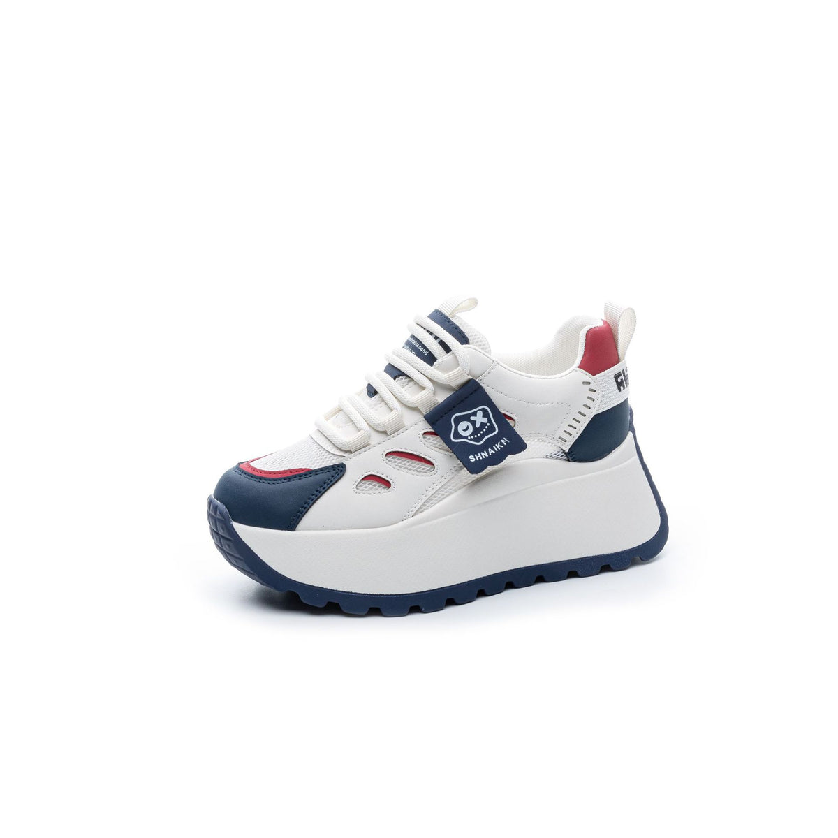 Women's Spring Height Increasing Insole Platform Dad Lace Color Block Small Men's Shoes