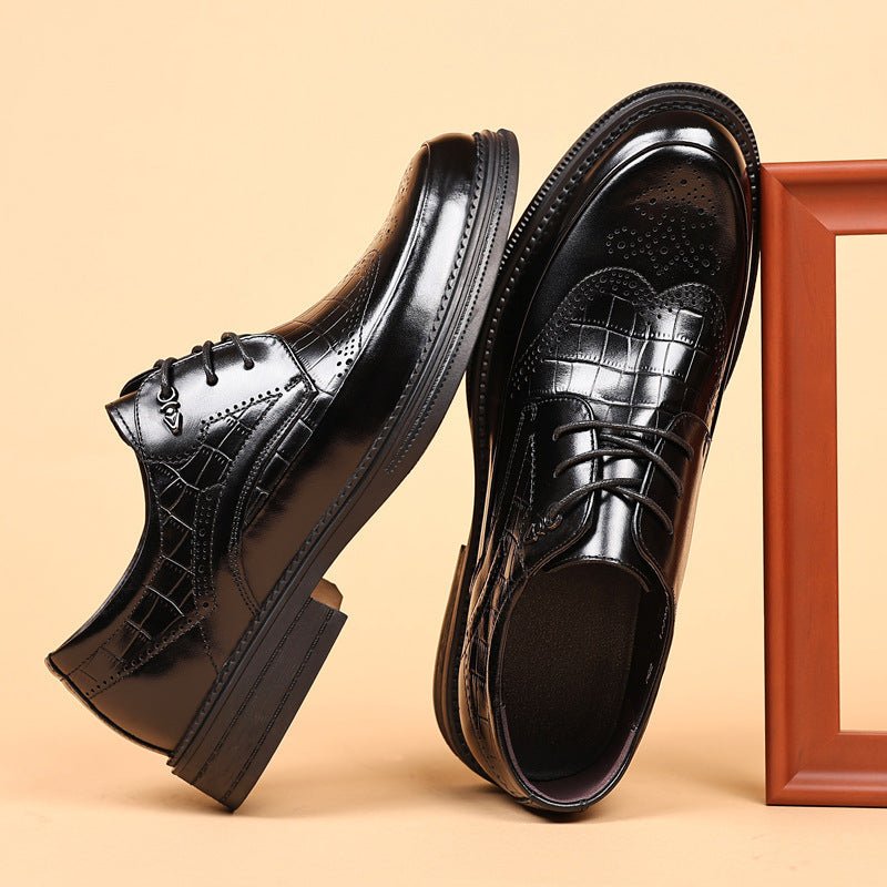 Men's Autumn First Layer Cowhide Formal Wear Wedding Men's Business Leather Shoes