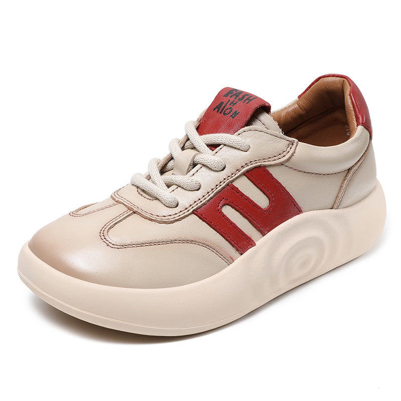 Women's Retro Sports Spring Full Grain Cow Board Casual Shoes