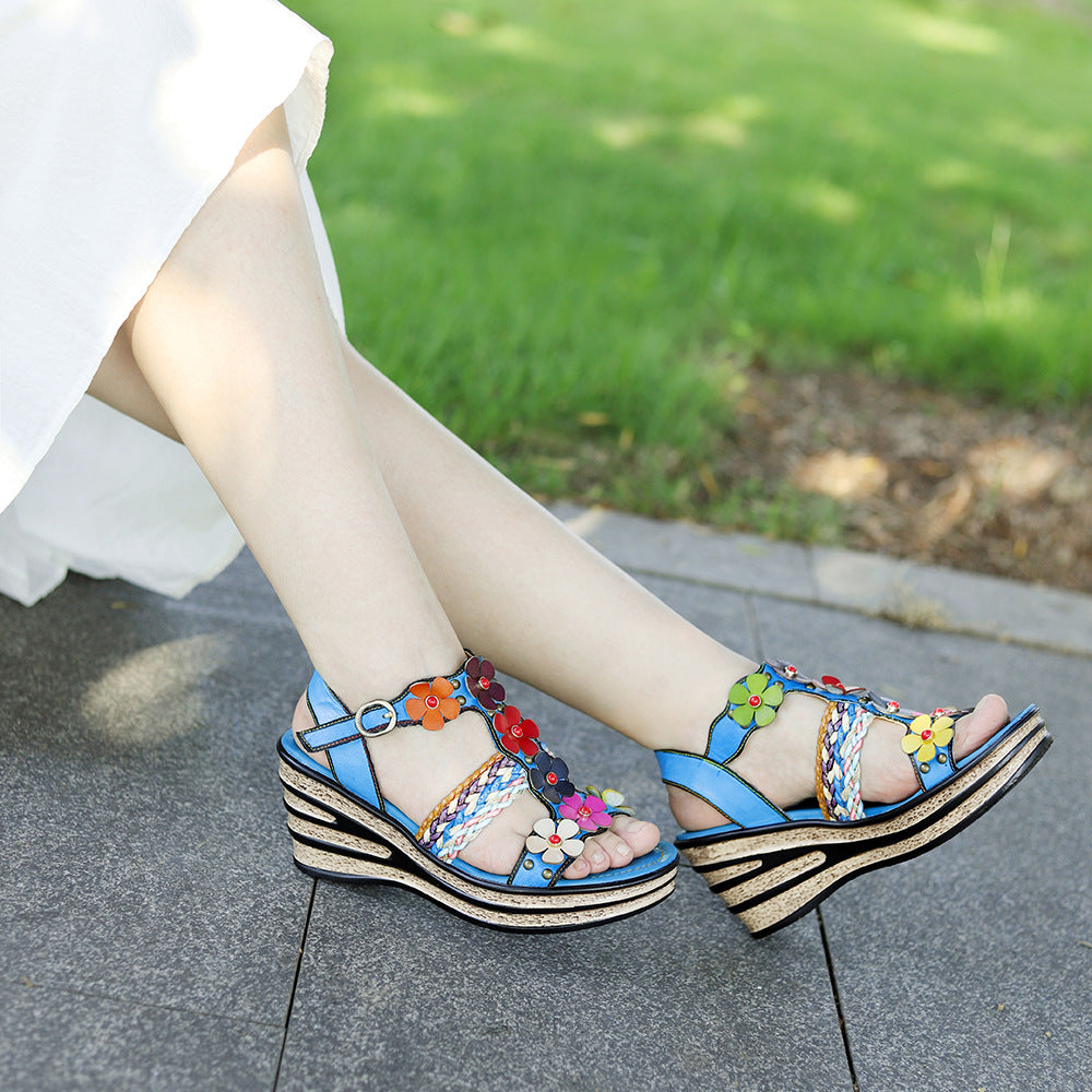 Genuine Hand-rub Color Bohemian Style Comfortable Sandals