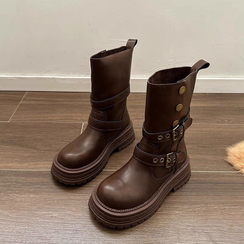 Women's Thick-soled Martin British Style Riding Veet Boots