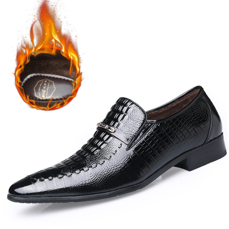 Men's Formal Wear Height Increasing Green Crocodile Pattern Korean Style Pointed Men's Business Leather Shoes