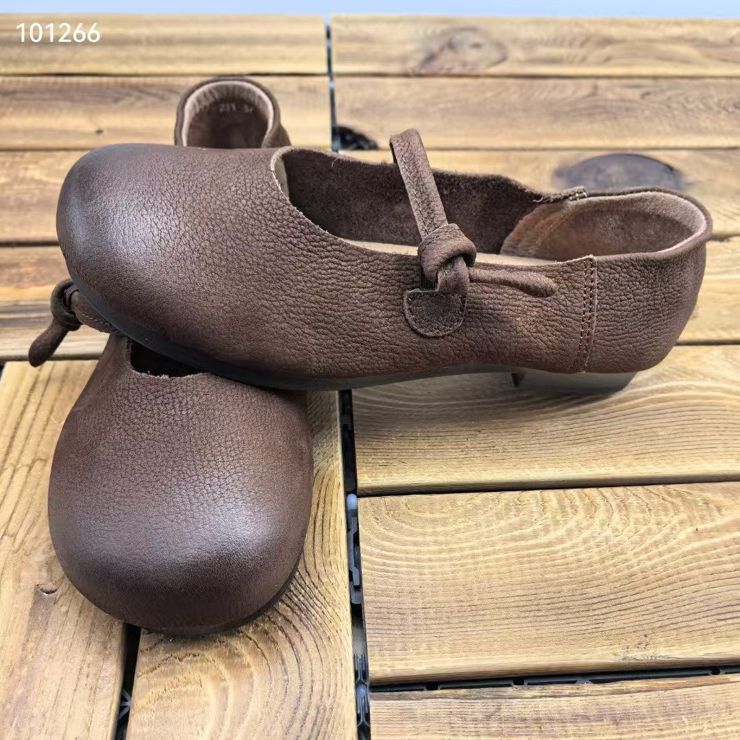 Women's Four Round Toe Flat Strap Soft Loafers