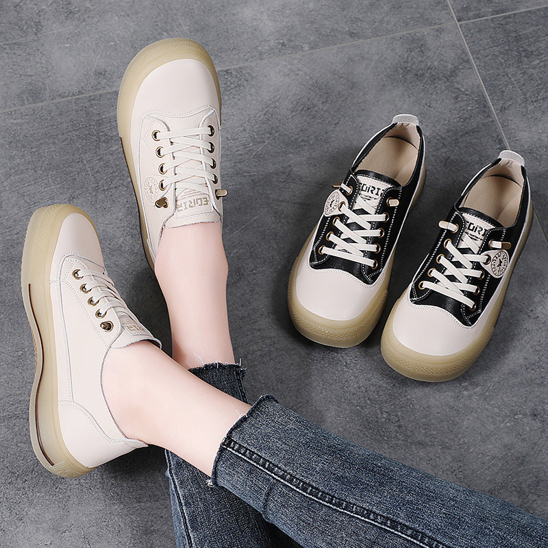 Women's Slip-on Cowhide Board Autumn Genuine Soft Casual Shoes