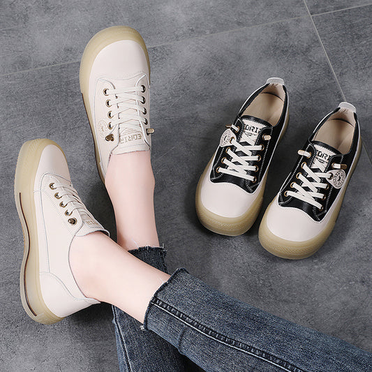 Women's Slip-on Cowhide Board Autumn Genuine Soft Casual Shoes