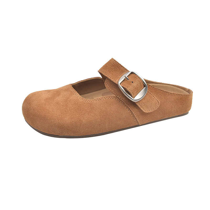 Women's Round Head Buckle French Platform Plus Sandals