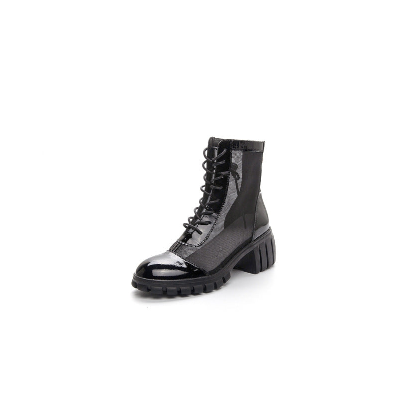 Women's Mesh Flat Genuine Summer Roman Platform Boots