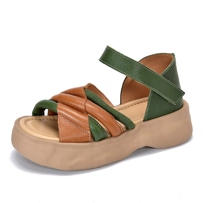 Women's Waterproof Platform Magic Stick Retro Color Matching Sandals