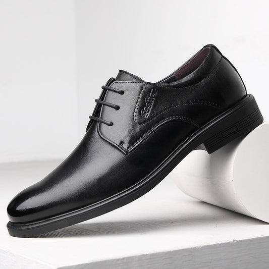 Men's Layer Cowhide Business Formal Wear Fashion Lace Leather Shoes