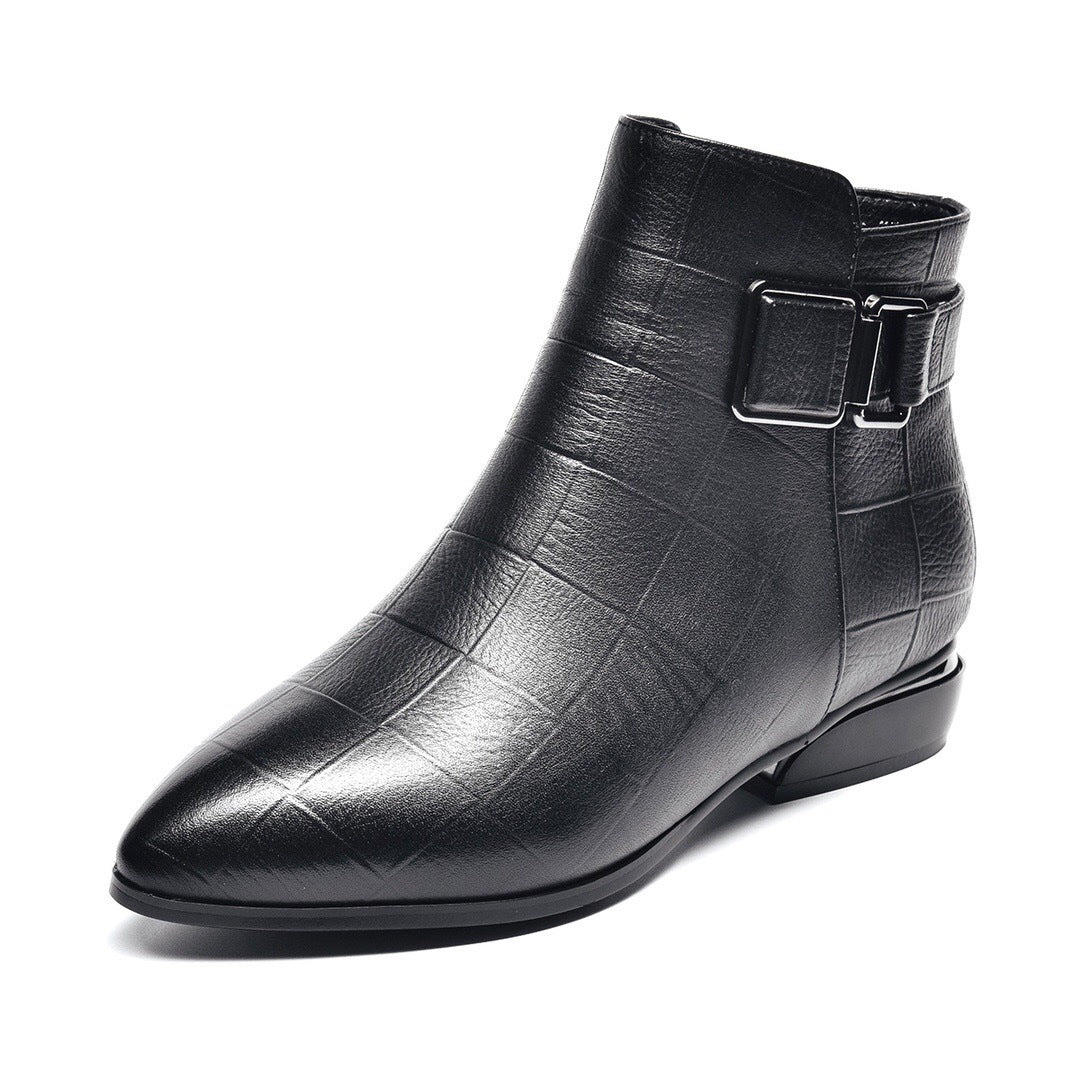 Women's High Chunky Pointed Toe Mid Cotton Boots