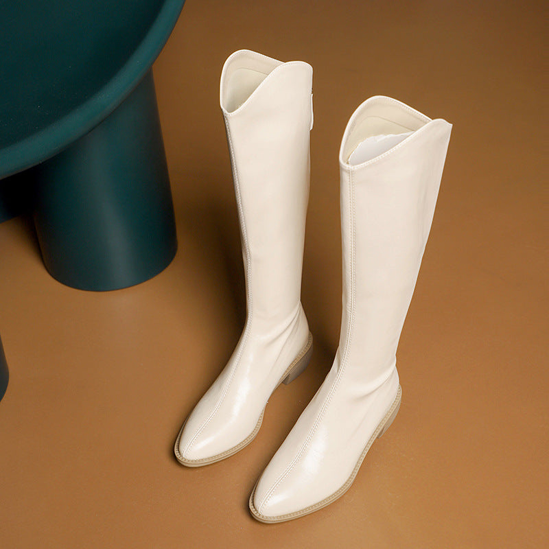 Cut Milk Tea Brown Chunky Female Boots