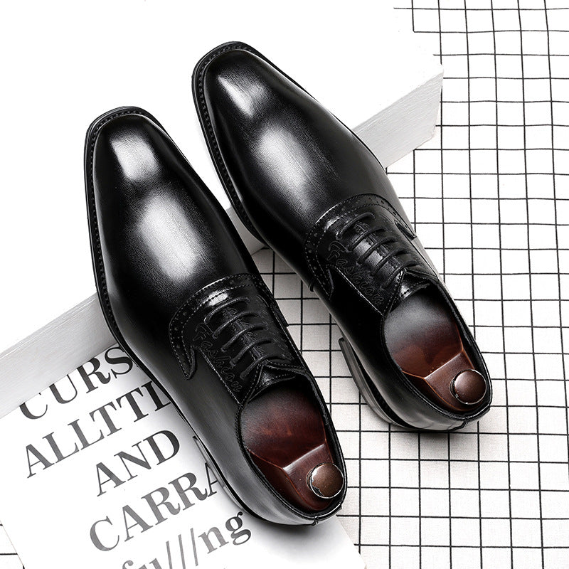Men's Toe English Style Breathable Business Formal Leather Shoes