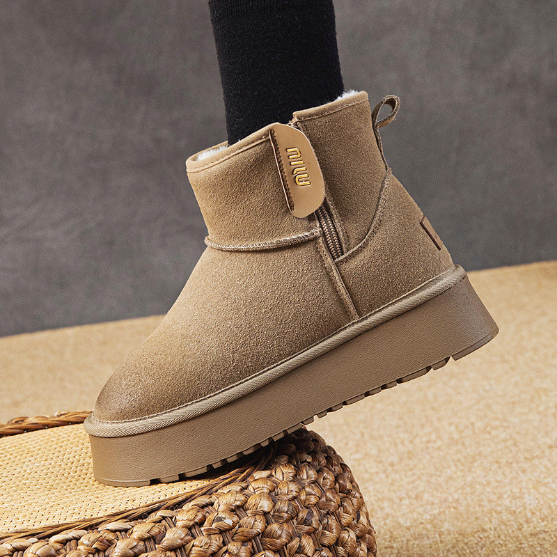Women's Genuine Height Increasing Insole High Small Snow Boots