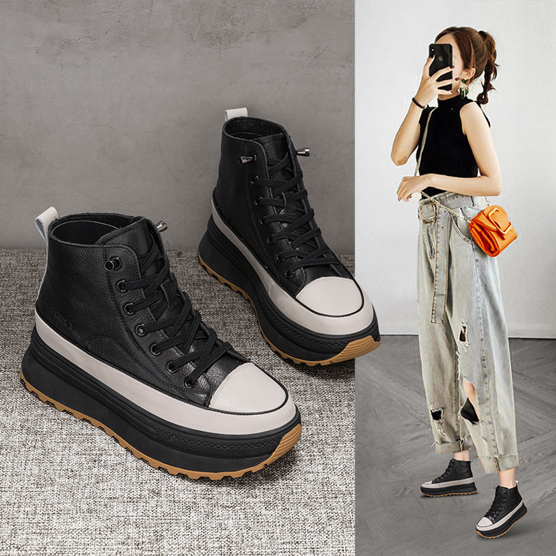 Women's Martin British Style Platform Trends Thin Boots