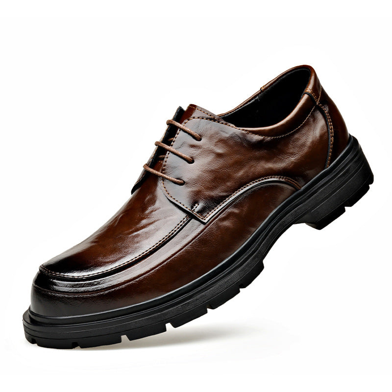 Men's Scratch Pattern First Layer Cowhide Formal Men's Shoes