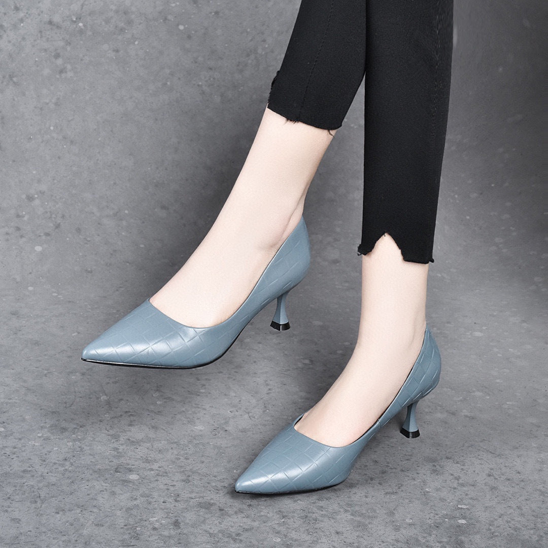 Women's High First Layer Cowhide Simple Shallow Women's Shoes