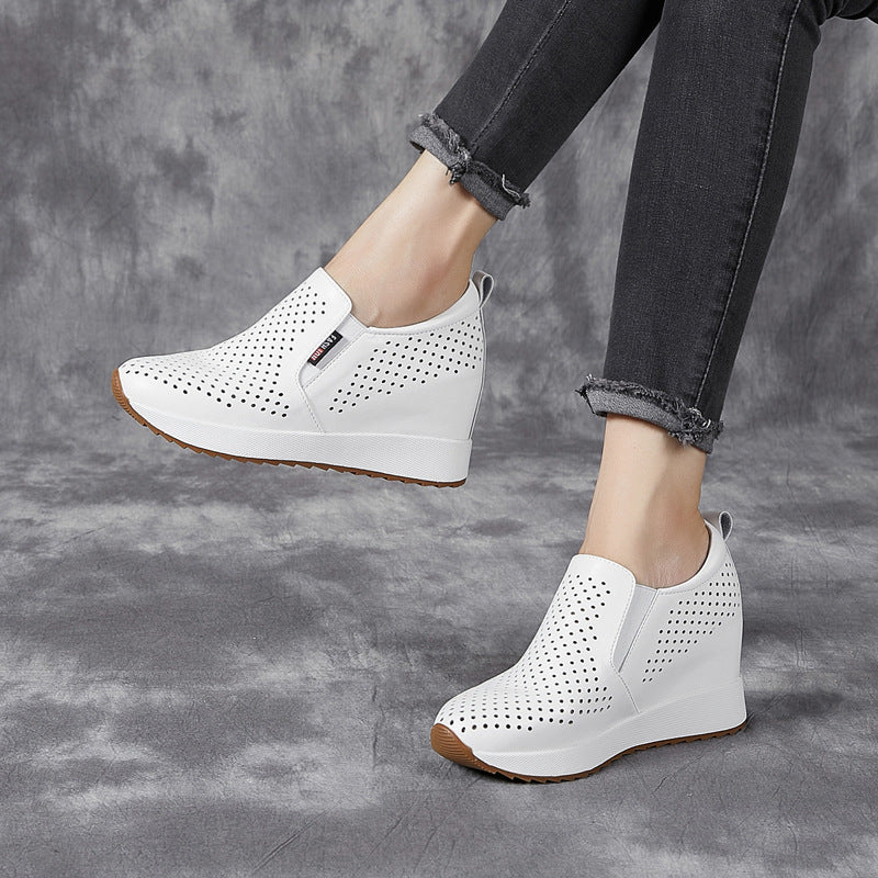 Women's Source Summer Hidden White Travel Slip-on Lazy Heels