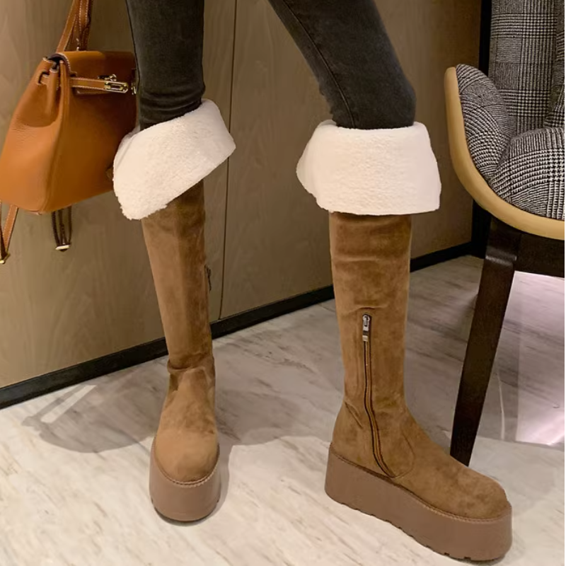 Women's Platform Tall Cycling Two-way Wear Small Snow Boots