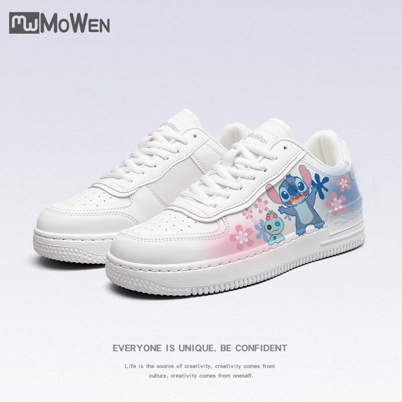 Joint Name Stitch Peripheral White Low Top Canvas Shoes