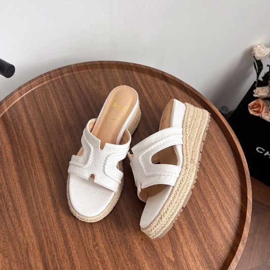 Women's Rausch For Straw Woven Wedge Thick-soled Muffin Slippers
